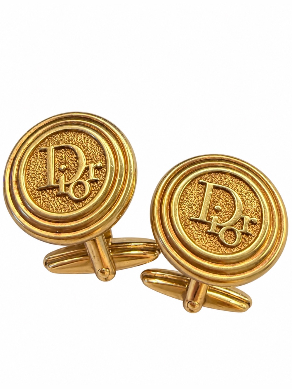 Christian Dior Vintage Monogram Medallion Cufflinks